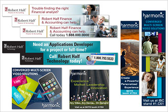 Various banners advertising campaigns